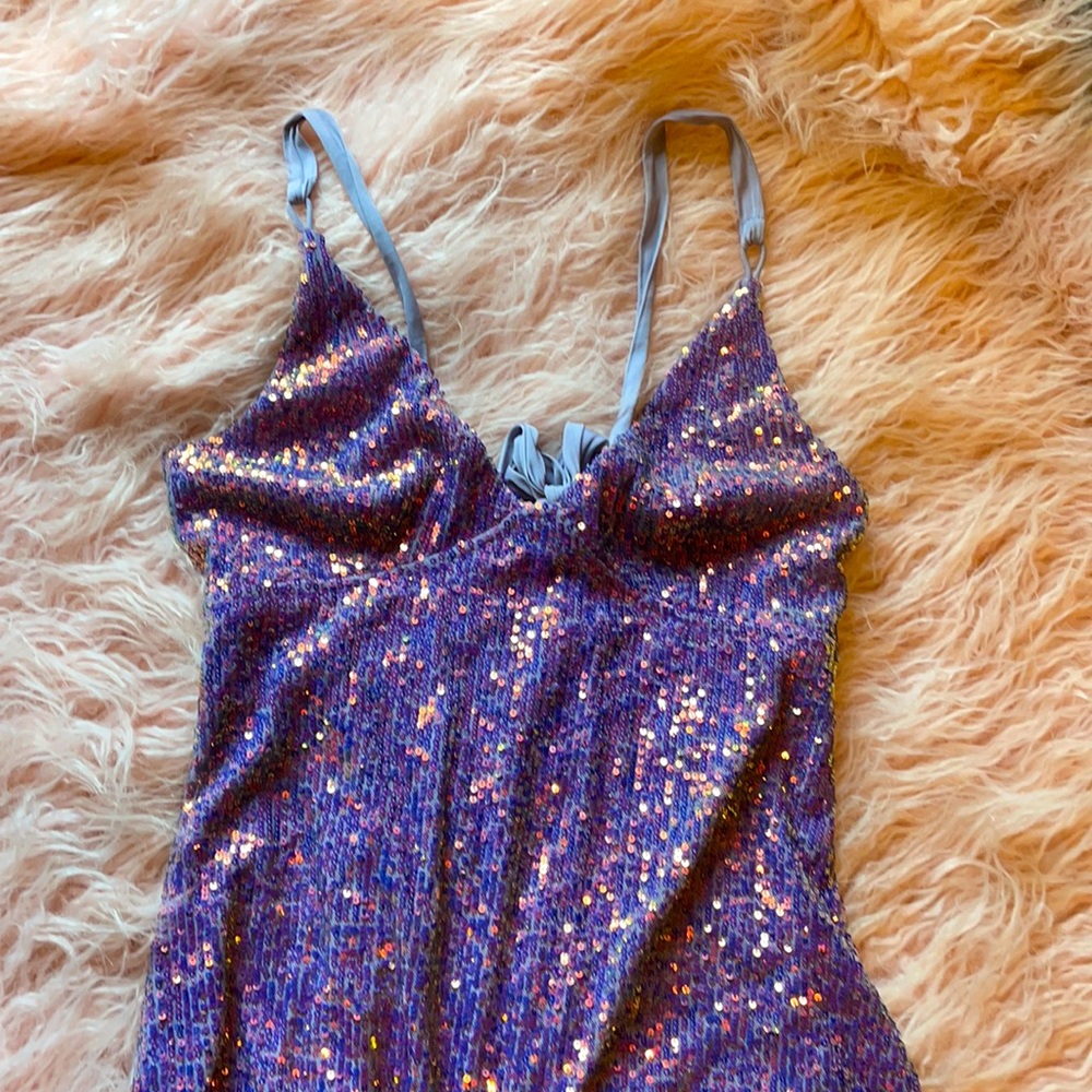 Free People Gold Rush Lilac Sequin Dress Size Small